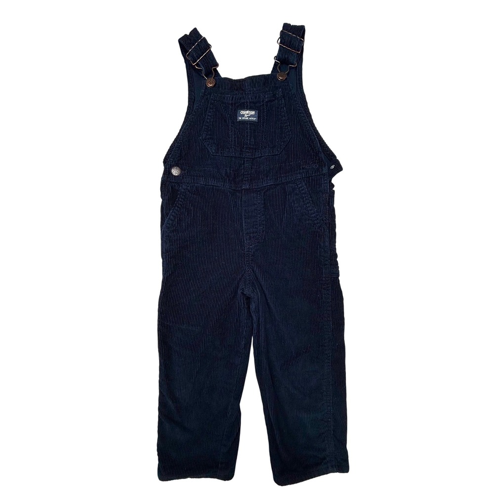 OshKosh Bgosh‎ Toddler Corduroy Overalls 4T/4A Navy Blue Adjustable Straps EUC